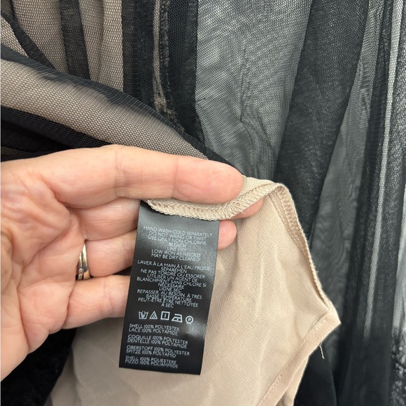 Anthropologie Sheer Black/Tan Lace Whimsigoth Dark Feminine Victorian Blouse, L - Picture 4 of 10